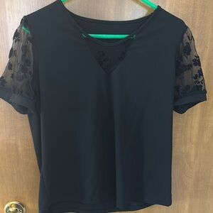 Elegant Black Lace Sleeve Women's Top